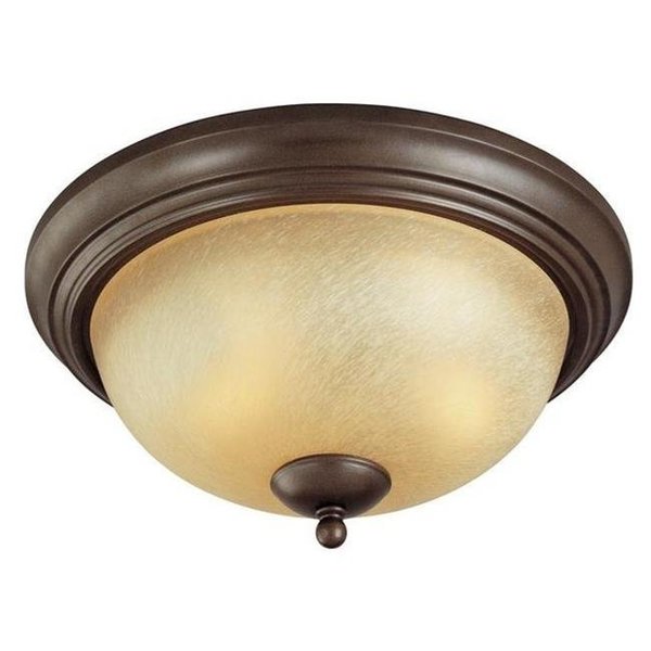 Brightbomb Two Light Indoor Flush Mount CeilIng Fixture; Saddle Bronze BR948292